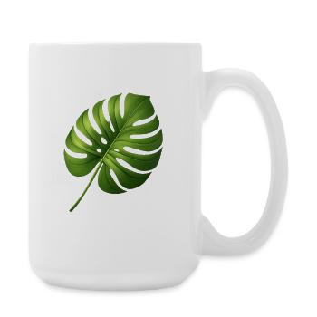Feuille de Monstera Scintillant Vert Tropical - Grande tasse 440 ml - blanc - Droite