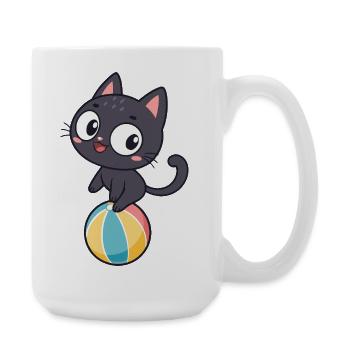 Black kitten on colored ball - Large Mug 440 ml - white - Right
