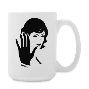 Linienhand Portrait Retro - Große Tasse 440 ml - Weiß - Rechts