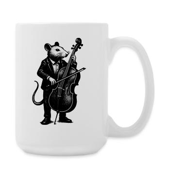 Rat in a suit plays cello - Large Mug 440 ml - white - Right