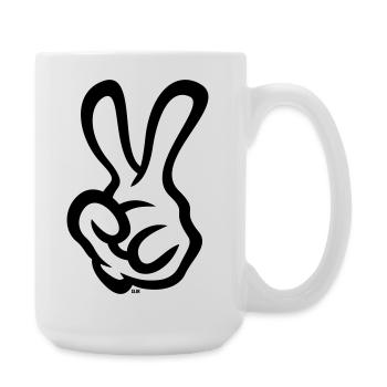 Victory Handzeichen (Linke Hand / 1C) - Große Tasse 440 ml - Weiß - Rechts