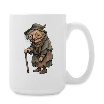 Walking Old Woman with Creaking Stick - Large Mug 440 ml - white - Right
