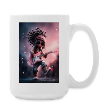 Dreadlock Rock Doll with Pink Guitar - Large Mug 440 ml - white - Right