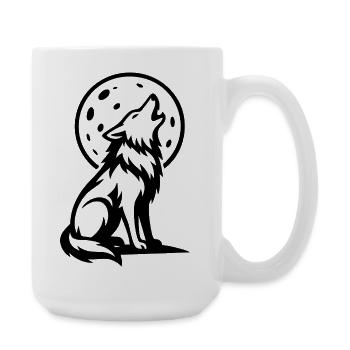 Wolf heult bei Vollmond - Große Tasse 440 ml - Weiß - Rechts