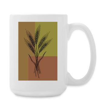 Weizen Ähren Line Art – Botanisches Design - Große Tasse 440 ml - Weiß - Rechts
