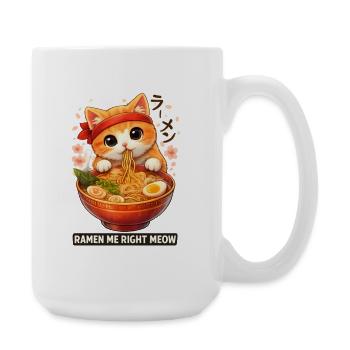 Cats Ramen Noodle Japanese Anime Manga Kawaii - Large Mug 440 ml - white - Right