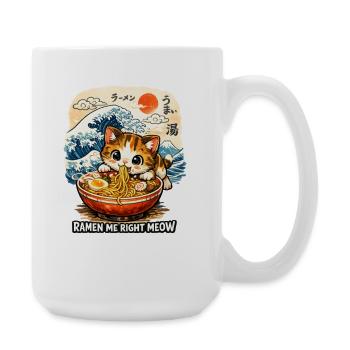 Kawaii Neko Ramen Cat Noodle Anime - Große Tasse 440 ml - Weiß - Rechts
