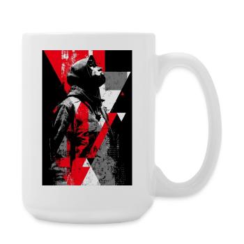 Geometric Street Art Portrait with Mask Figure - Large Mug 440 ml - white - Right