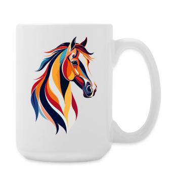 Portrait coloré de cheval Explosion de couleur Tête de cheval - Grande tasse 440 ml - blanc - Droite