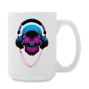 Neon Skull with Headphones - Large Mug 440 ml - white - Right