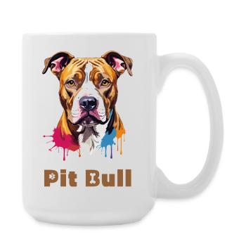 Pitbull Portrait with Paint Splashes - Large Mug 440 ml - white - Right
