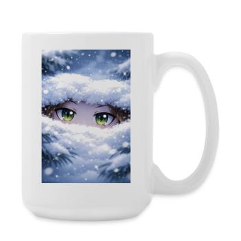 Anime eyes in the snow flurry - Large Mug 440 ml - white - Right