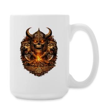 Viking Skull Firefight - Large Mug 440 ml - white - Right