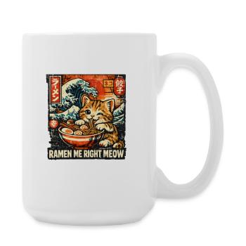 Ramen Katze Kanagawa - Große Tasse 440 ml - Weiß - Rechts