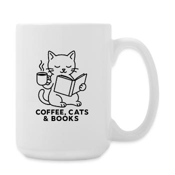 Coffee Cats and Books Lover Design - Large Mug 440 ml - white - Right