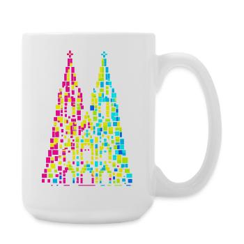 Kölner Dom Fasching Karneval Konfetti Geschenk - Große Tasse 440 ml - Weiß - Rechts