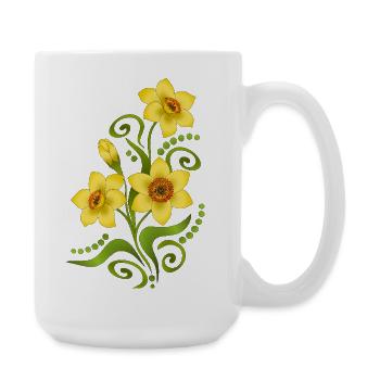 Blumen - Große Tasse 440 ml - Weiß - Rechts