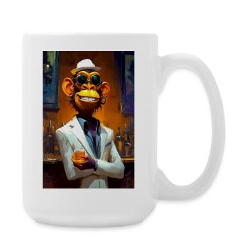 Singe en costume au bar - Grande tasse 440 ml - blanc - Droite
