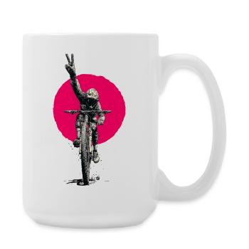 Motocross Peacezeichen Neon Rosa - Große Tasse 440 ml - Weiß - Rechts