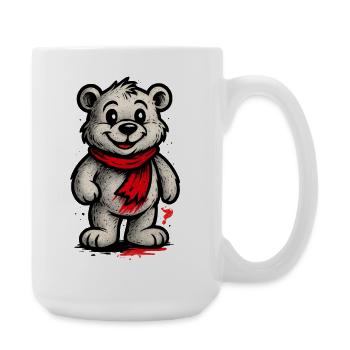 Ours en peaux avec écharpe rouge - Grande tasse 440 ml - blanc - Droite