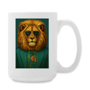 Lion élégant et raffiné - Grande tasse 440 ml - blanc - Droite