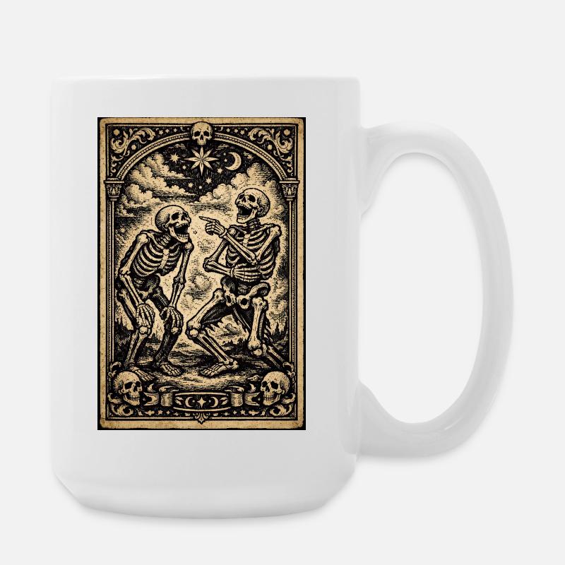 Skeleton Serenade Under Stars - Large Mug 440 ml - white