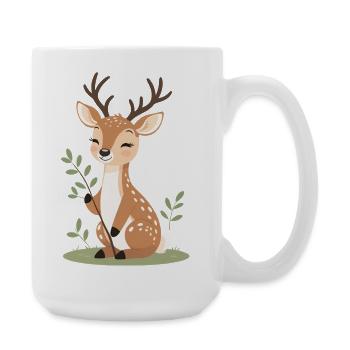 Cuddly deer in the forest - Large Mug 440 ml - white - Right