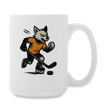Wolfsjäger Hockey Vintage Wolf - Große Tasse 440 ml - Weiß - Rechts