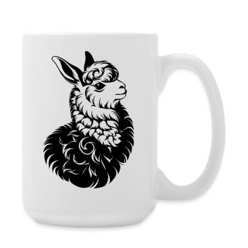 Llama Head T-Shirt – Black Vintage Animal Print - Large Mug 440 ml - white - Right