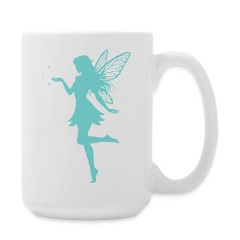 Fairy silhouette with stars - Large Mug 440 ml - white - Right