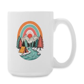 Berglandschaft Camping im Sonnenbogen - Große Tasse 440 ml - Weiß - Rechts