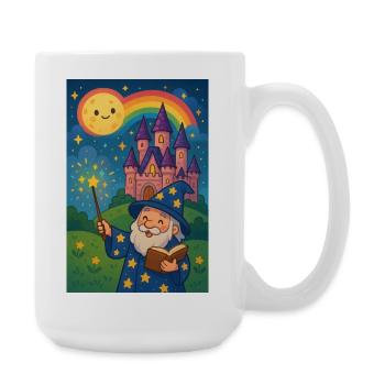 Arkaner Zauberer und Sternenschloss - Große Tasse 440 ml - Weiß - Rechts