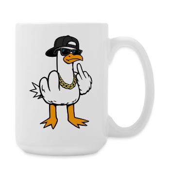 Coole Möwe Lustig Frech Mit Mittelfinger Shirt - Große Tasse 440 ml - Weiß - Rechts