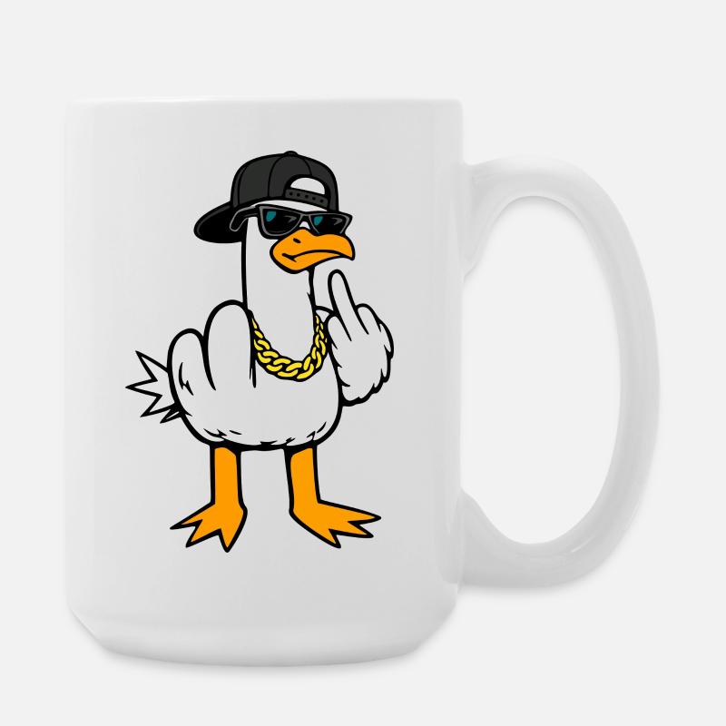 Cool Seagull Funny Naughty With Middle Finger T-Shirt - Large Mug 440 ml - white