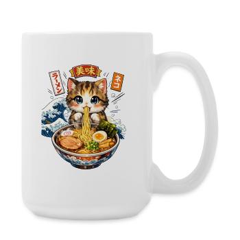 Ramen Nudeln Katzenliebhaber Retro Kawaii Katzen - Große Tasse 440 ml - Weiß - Rechts