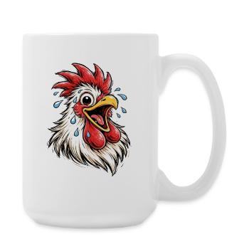 Rooster Doodle Laughing Chicken Cartoon Motif - Large Mug 440 ml - white - Right