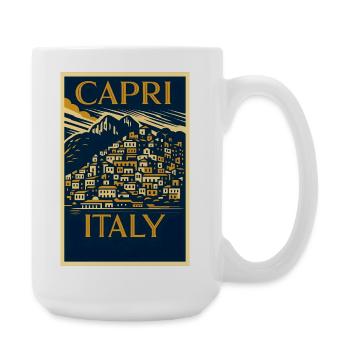 Capri Italy – Navy & Gold Vintage Poster Art Deco - Large Mug 440 ml - white - Right