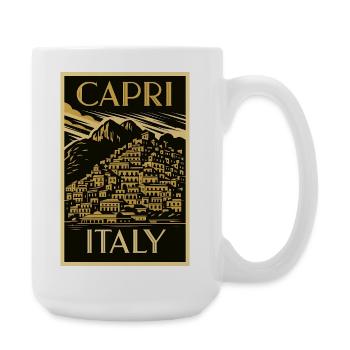 Capri Italy – Noir Gold Vintage Poster Art Deco - Large Mug 440 ml - white - Right