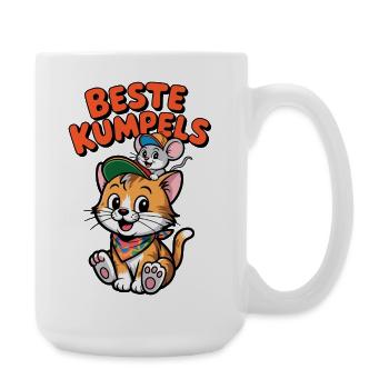 Süße Katze und Maus als beste Freunde - Große Tasse 440 ml - Weiß - Rechts