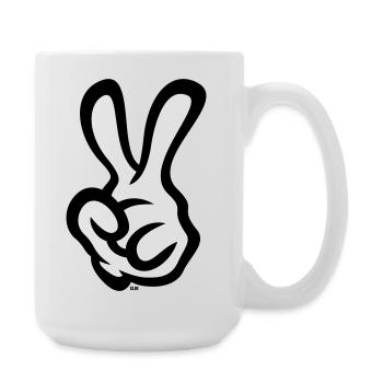 Signe de la main de la victoire (Main gauche / POS / 2C) - Grande tasse 440 ml - blanc - Droite