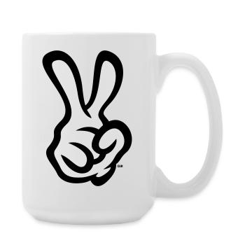 Signe de la main de la victoire (Main droite / POS / 2C) - Grande tasse 440 ml - blanc - Droite