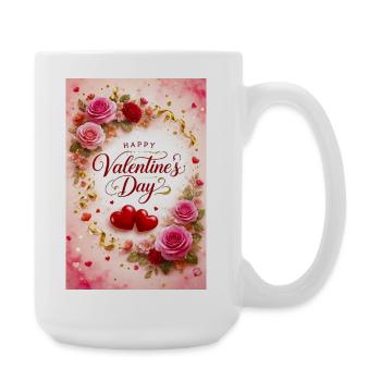 Valentine's Love Roses with Hearts - Large Mug 440 ml - white - Right