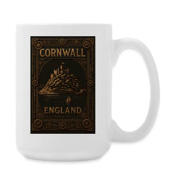 Cornwall England – Steampunk Travel Poster - Large Mug 440 ml - white - Right