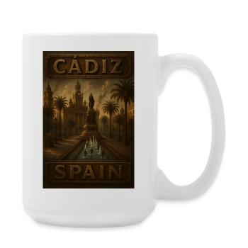 Cádiz Spain – Steampunk Bronze Travel Poster - Large Mug 440 ml - white - Right