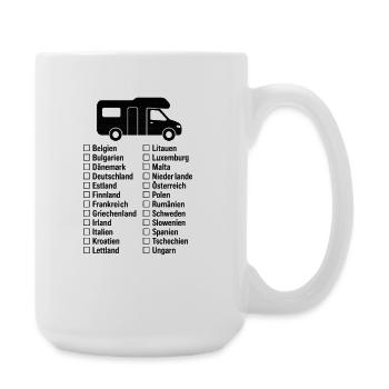 Europa-Checkliste mit Wohnmobil - Große Tasse 440 ml - Weiß - Rechts