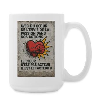 Cœur d’action: Facteur X - Grande tasse 440 ml - blanc - Droite