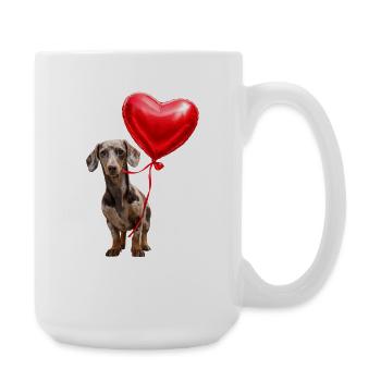 Ballon Cœur de Teckel - Grande tasse 440 ml - blanc - Droite