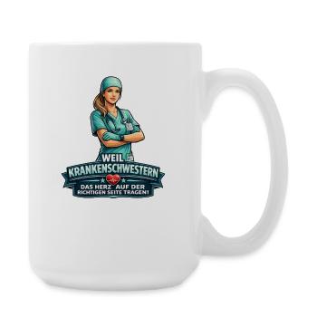 Nurse Heart Side Design - Large Mug 440 ml - white - Right