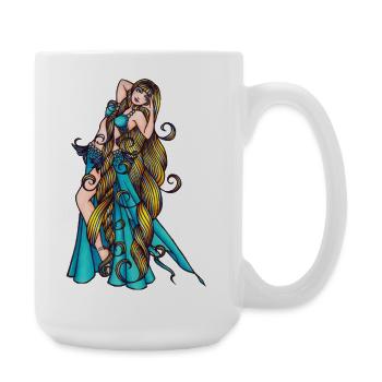 Danseuse du ventre azur Verseau aux cheveux longs - Grande tasse 440 ml - blanc - Droite