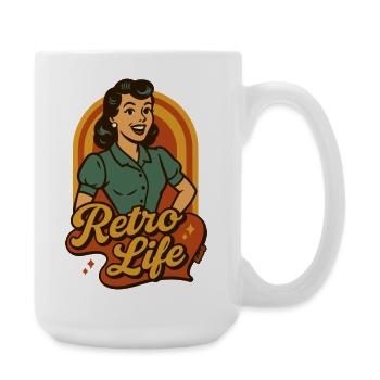 Retro Lifestyle Pinup - Large Mug 440 ml - white - Right